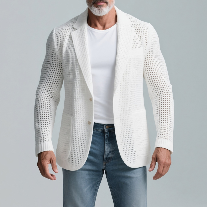 Rhett | Men'S Solid Knit Notch Lapel Two Buttons Casual Blazer