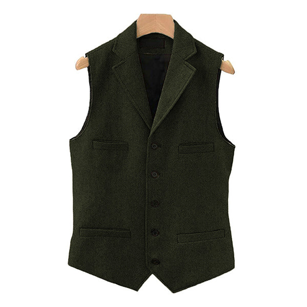 Men's Vintage Classic Wool Blended Lapel Single Breasted Suit Vest