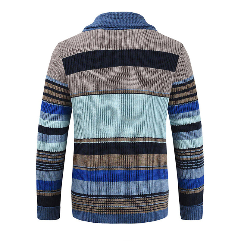 Men's Colorblock Lapel Sweater Jacket