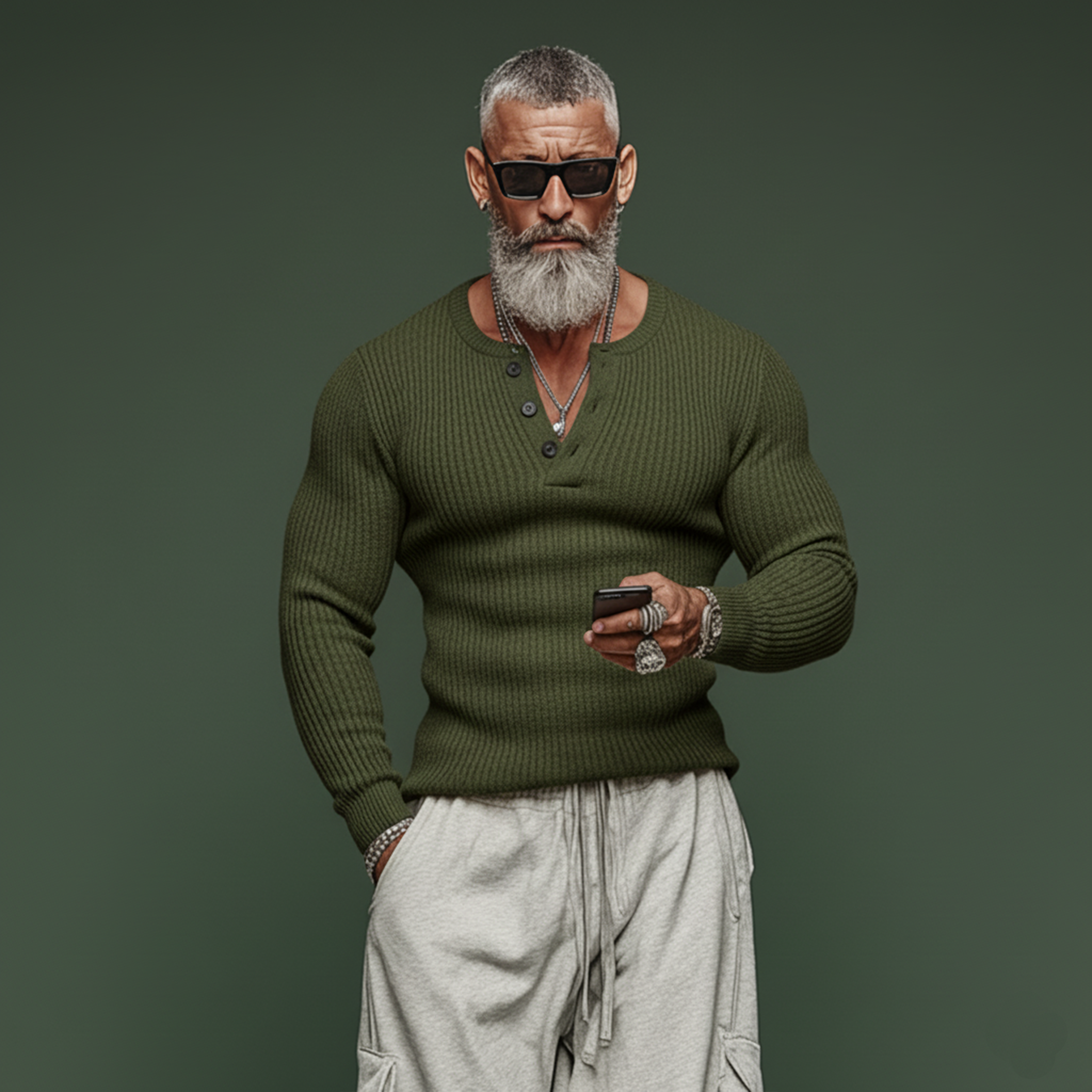 Men's Classic Casal gh Style Henley Collar SliFit Sweater