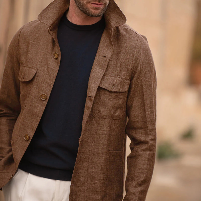 Men's Casal Linen Lapel Single Breasted Long Sleeve Thin Jacket