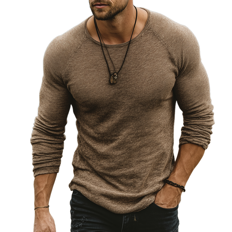 Diego | Men'S Retro Casual Round Neck Knitted Long Sleeve T-Shirt