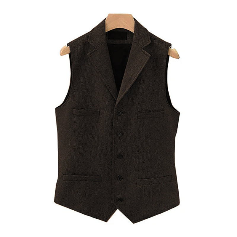 Men's Vintage Classic Wool Blended Lapel Single Breasted Suit Vest