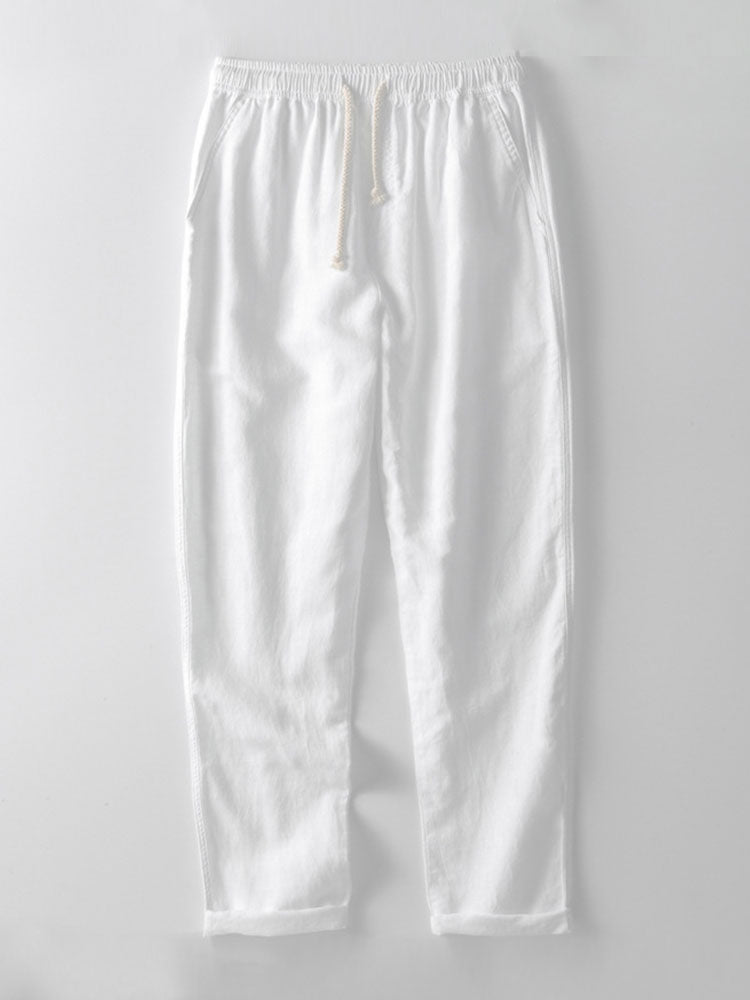 Omar® | Cotton Blend Striped Button Up Shirt & Straight Leg Linen Pants