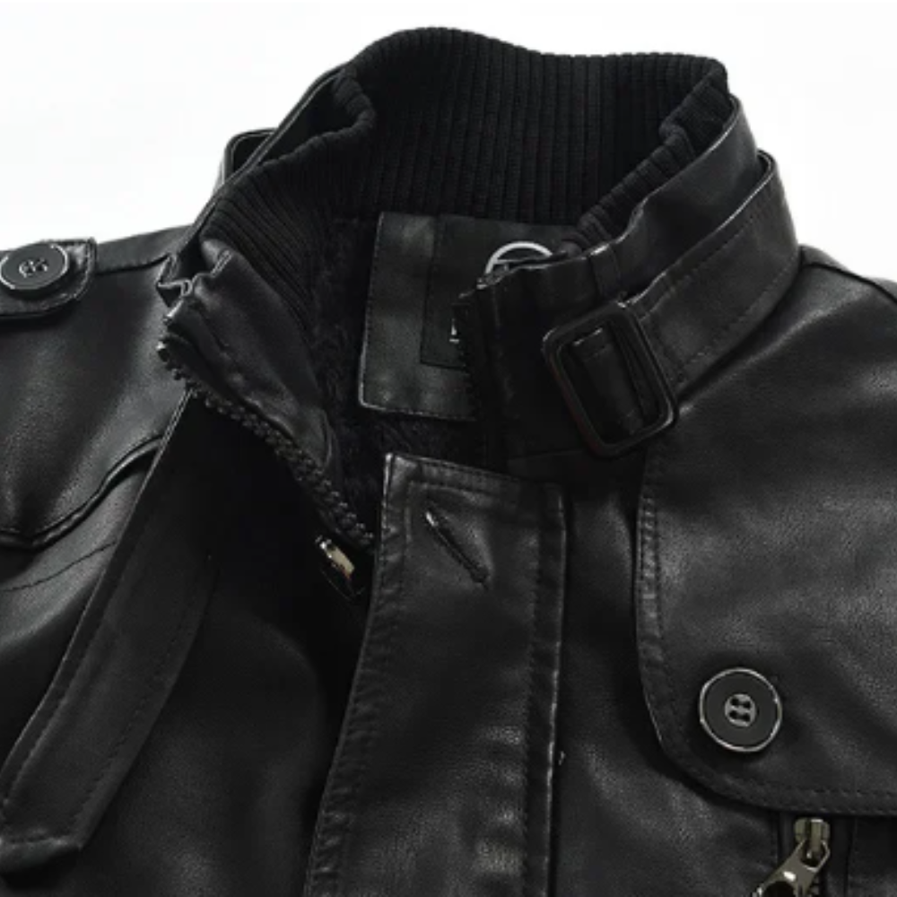 Myles | Elegant Long Leather Biker Jacket