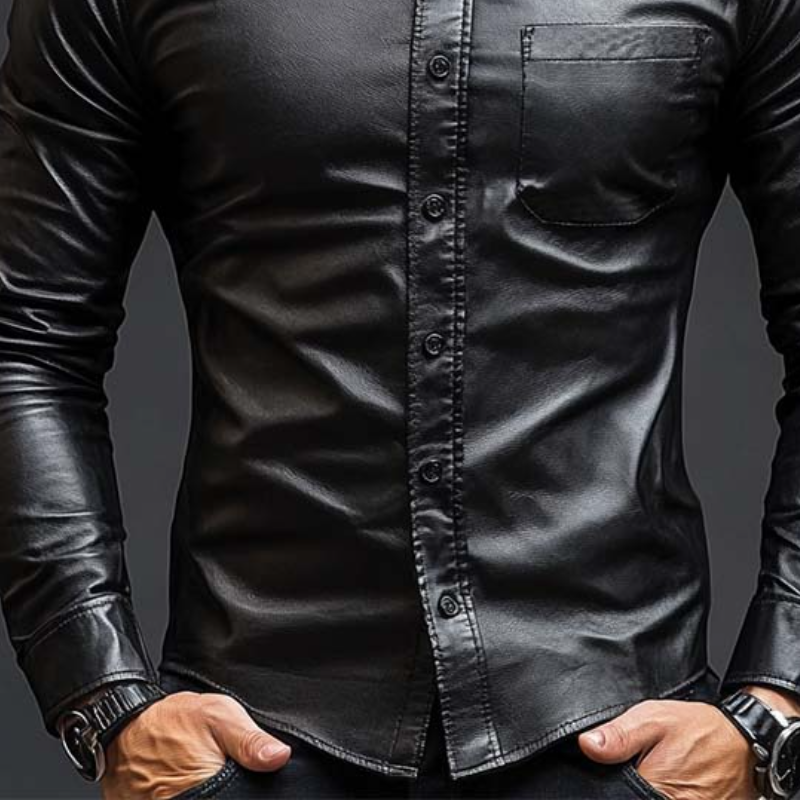 Men's Classic Casal SliFit Leather Long Sleeve Shirt