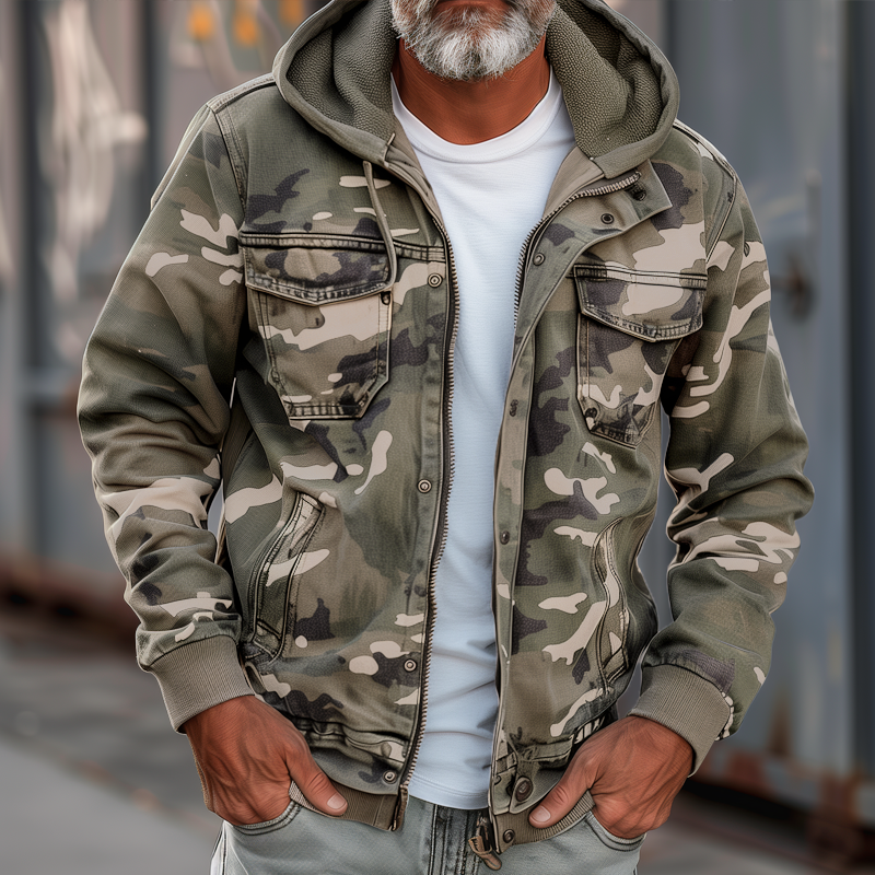 Jack® | Men's camouflage cargo jacket with hood and multi-pocket design