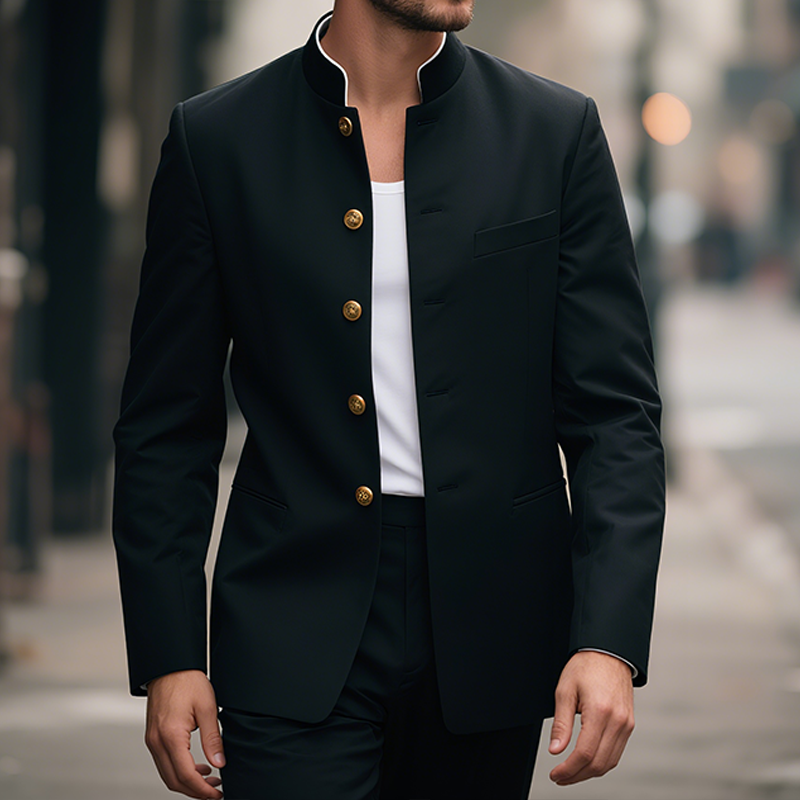 Fred | Men'S Retro Casual Stand Collar Single Breasted Blazer