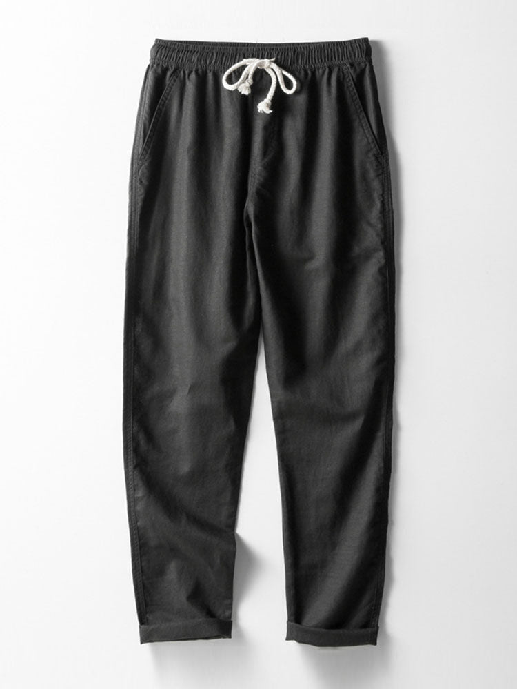 Omar® | Cotton Blend Striped Button Up Shirt & Straight Leg Linen Pants