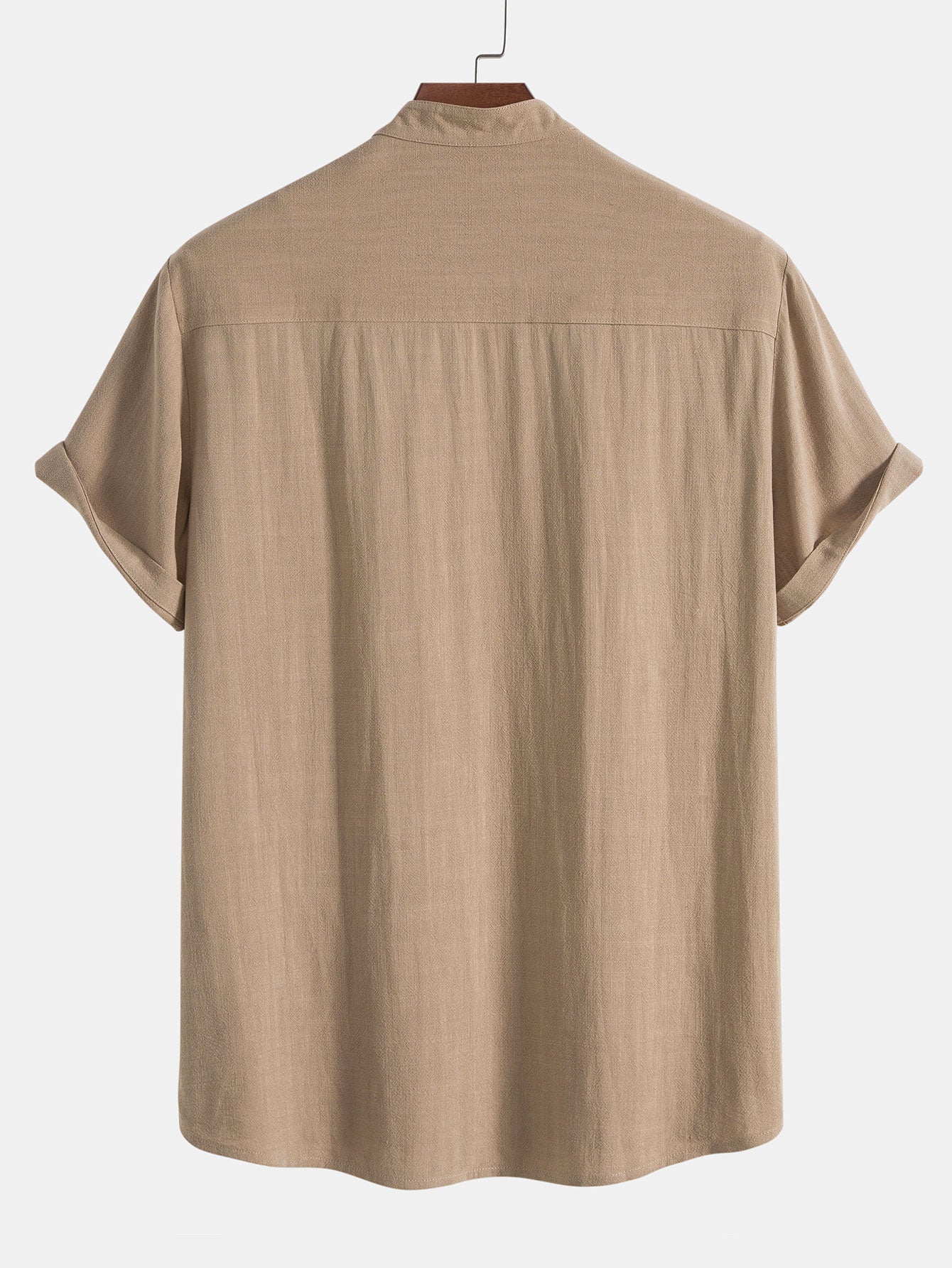 Perfecto® | Linen And Rayon Blend Stand Collar Shirt & Straight Leg Linen Pants