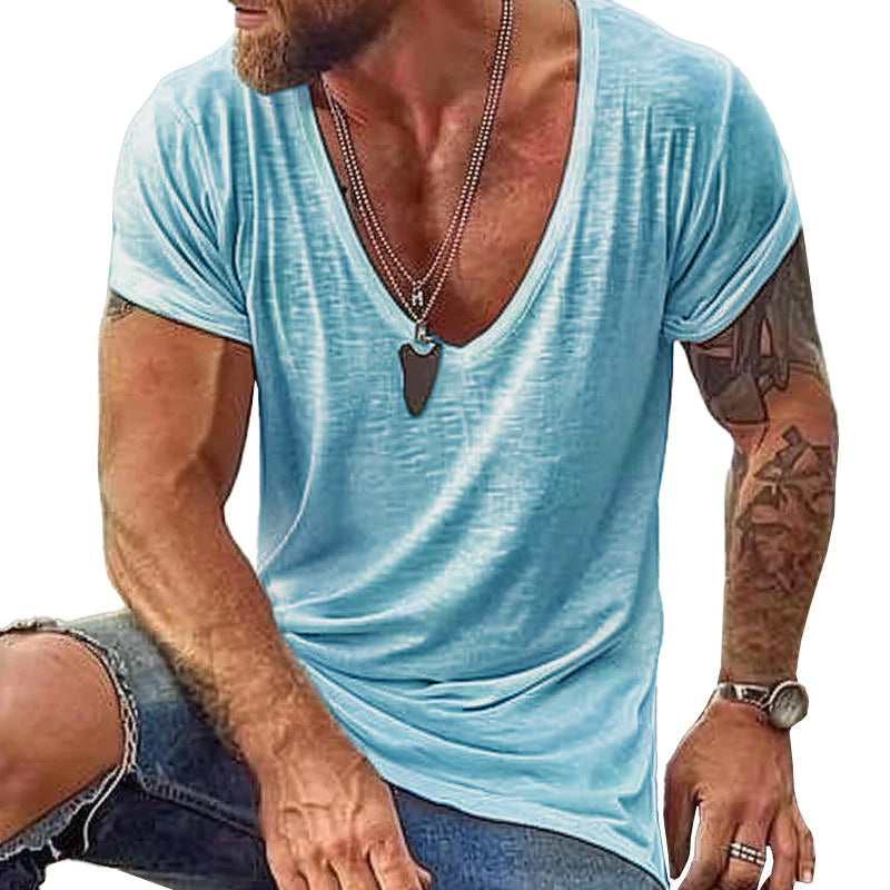 Men's Casal Cotn V Neck Short-Sleeved T-Shirt