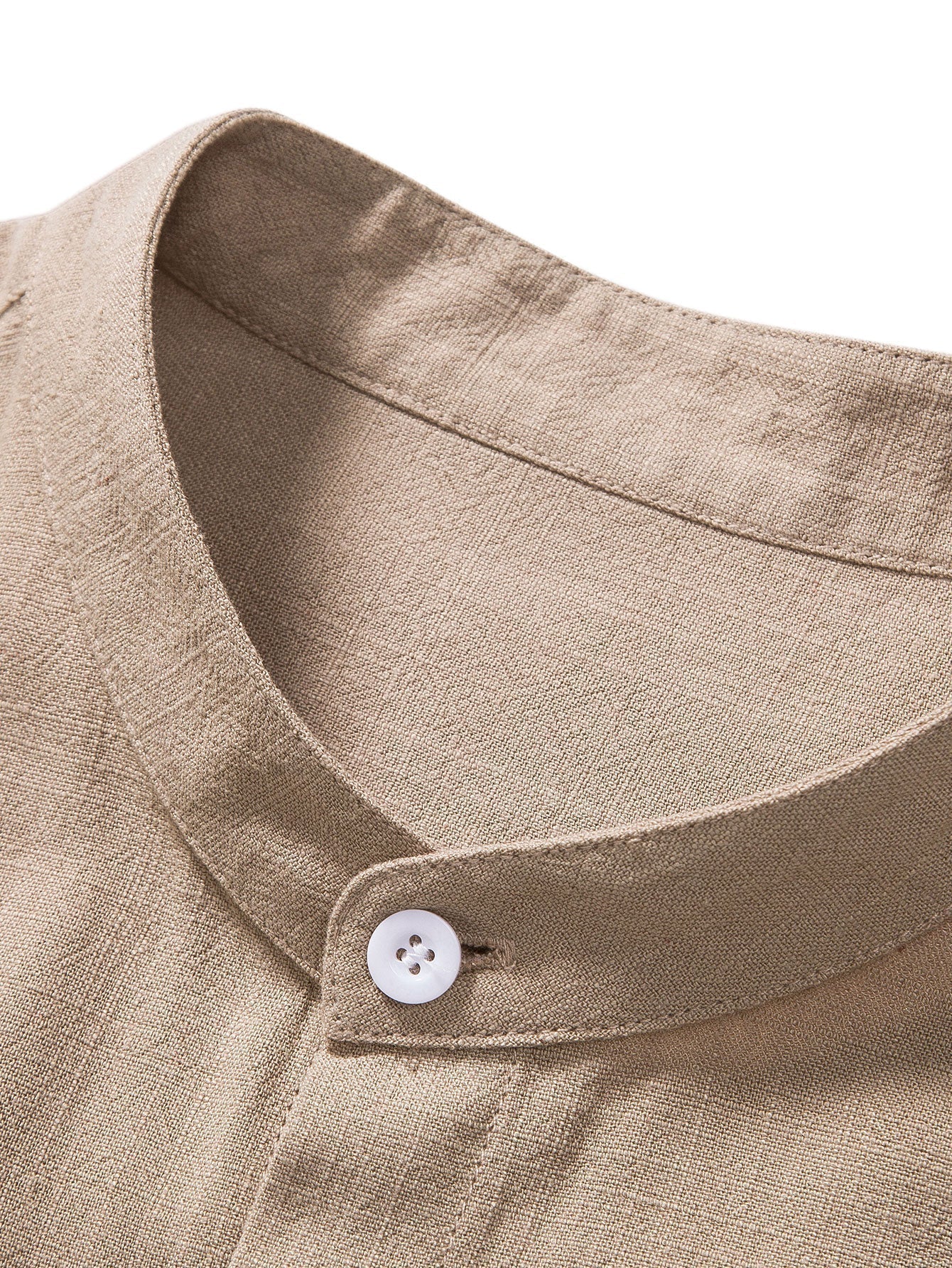 Perfecto® | Linen And Rayon Blend Stand Collar Shirt & Straight Leg Linen Pants