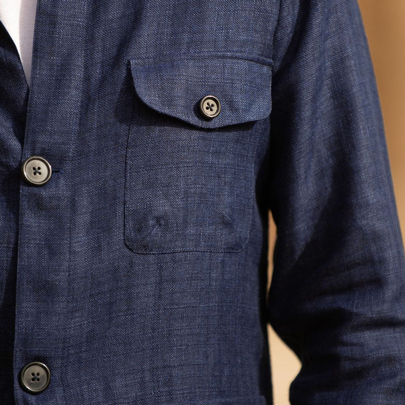 Men's Casal Linen Lapel Single Breasted Long Sleeve Thin Jacket