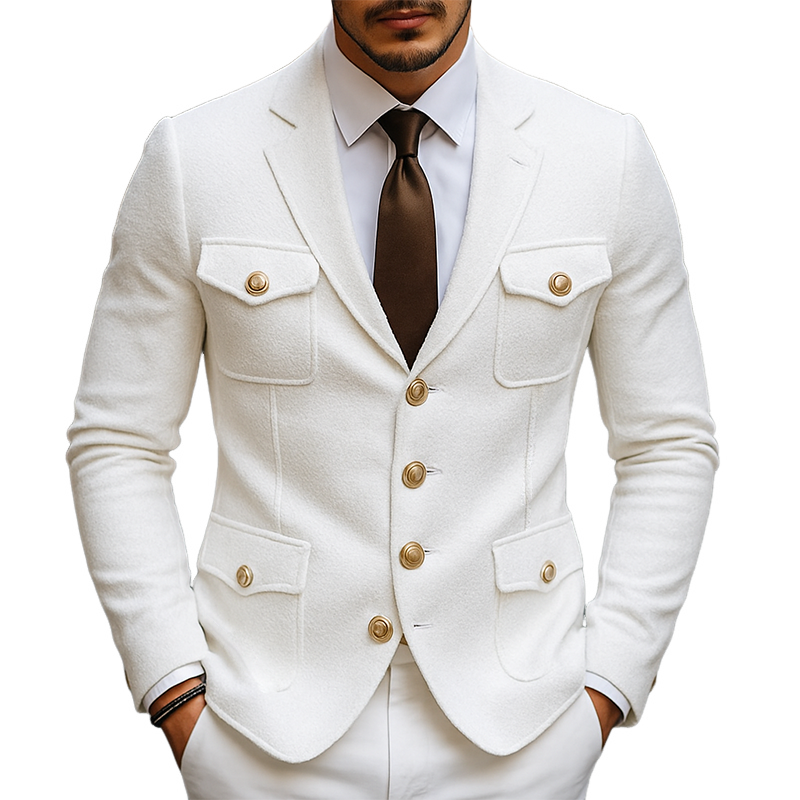 Tyler | Men'S Vintage Casual Solid Color Multi-Pocket Single Breasted Blazer