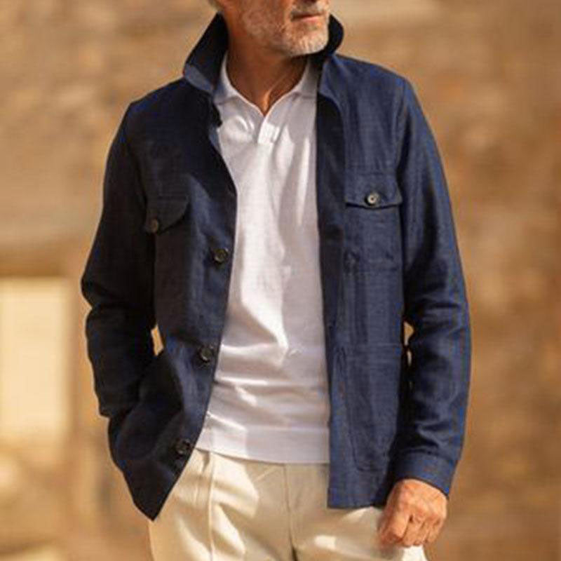 Men's Casal Linen Lapel Single Breasted Long Sleeve Thin Jacket