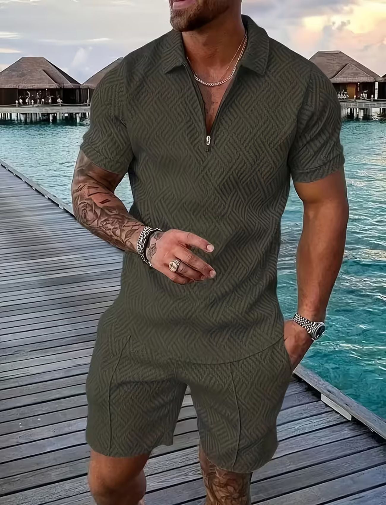 Jovanni™ | Short Sleeve Polo and Shorts Set
