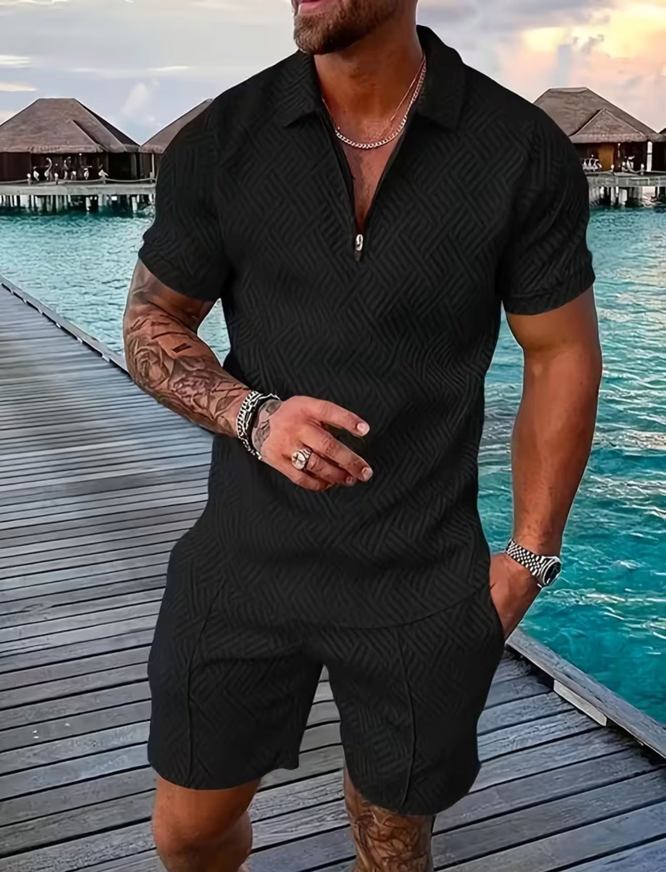 Jovanni™ | Short Sleeve Polo and Shorts Set