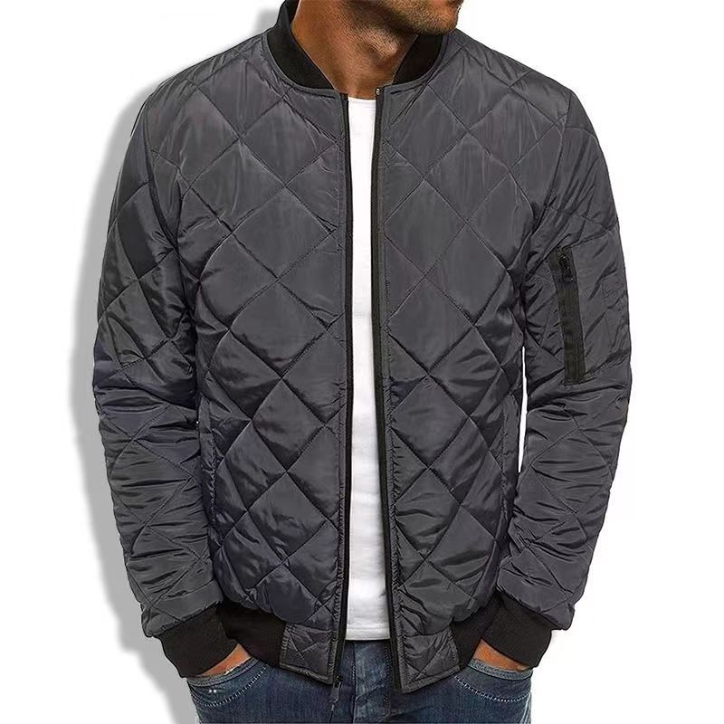 Men's Padded Stand Collar Solid Color Thermal Padded Jacket