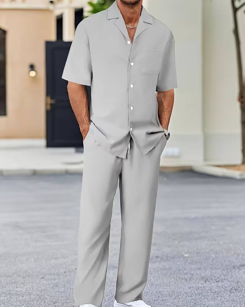 Pierce™ | Casual Short Sleeve Shirt and Pants Set