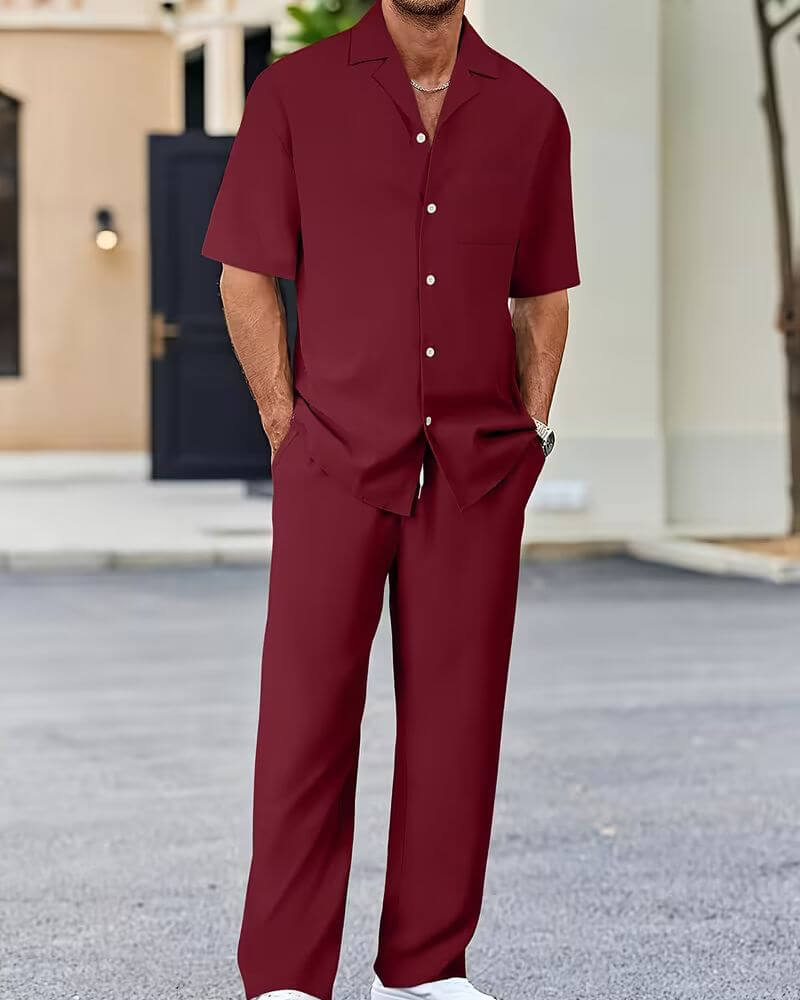 Pierce™ | Casual Short Sleeve Shirt and Pants Set