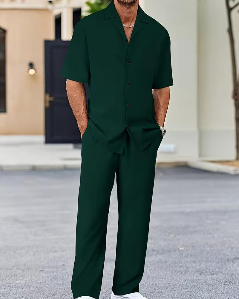 Pierce™ | Casual Short Sleeve Shirt and Pants Set