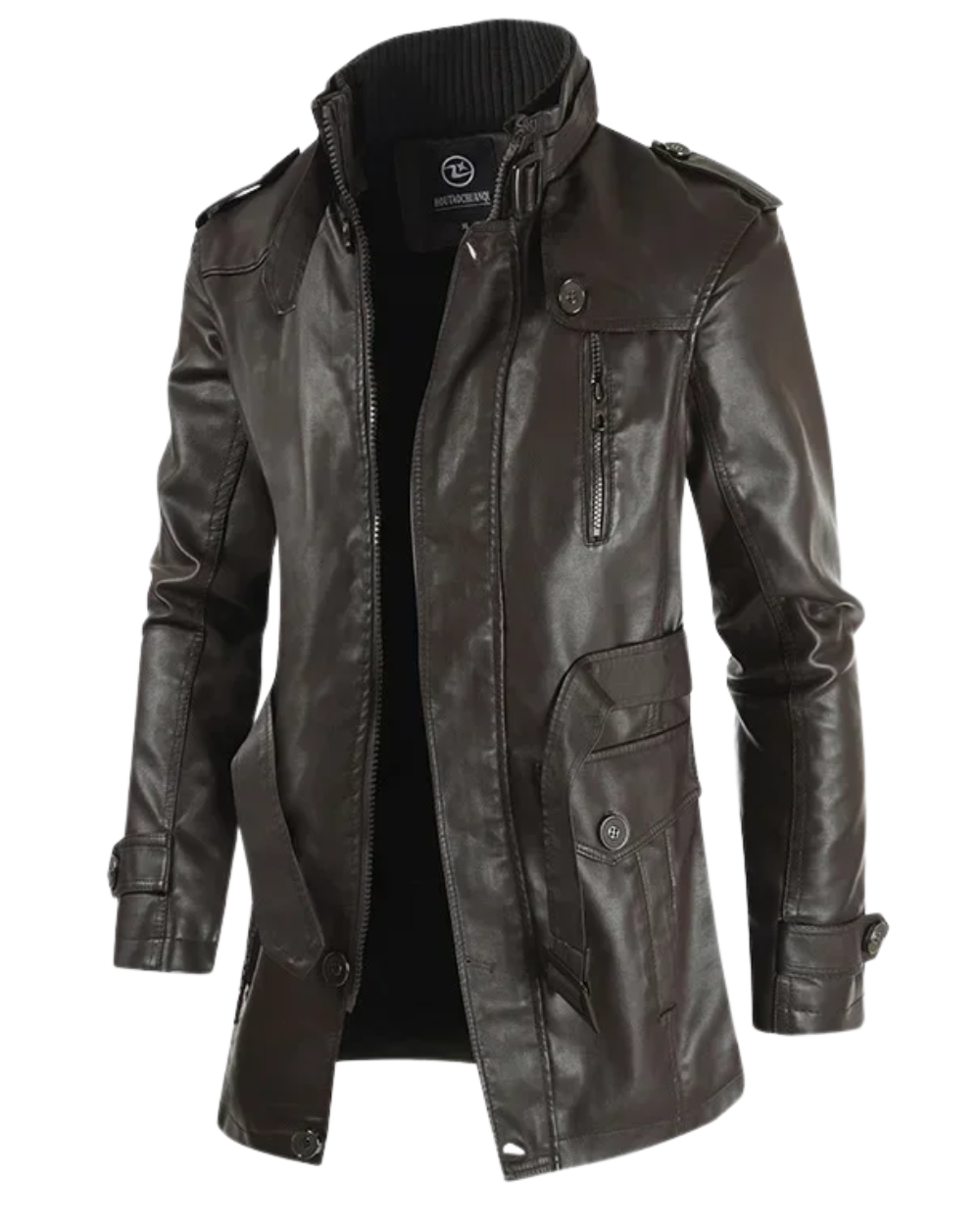 Myles | Elegant Long Leather Biker Jacket