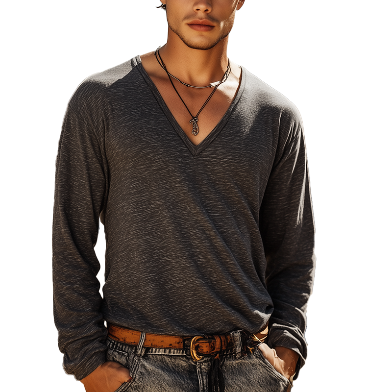 Silvio | Men'S Simple Loose Cotton Long Sleeve T-Shirt