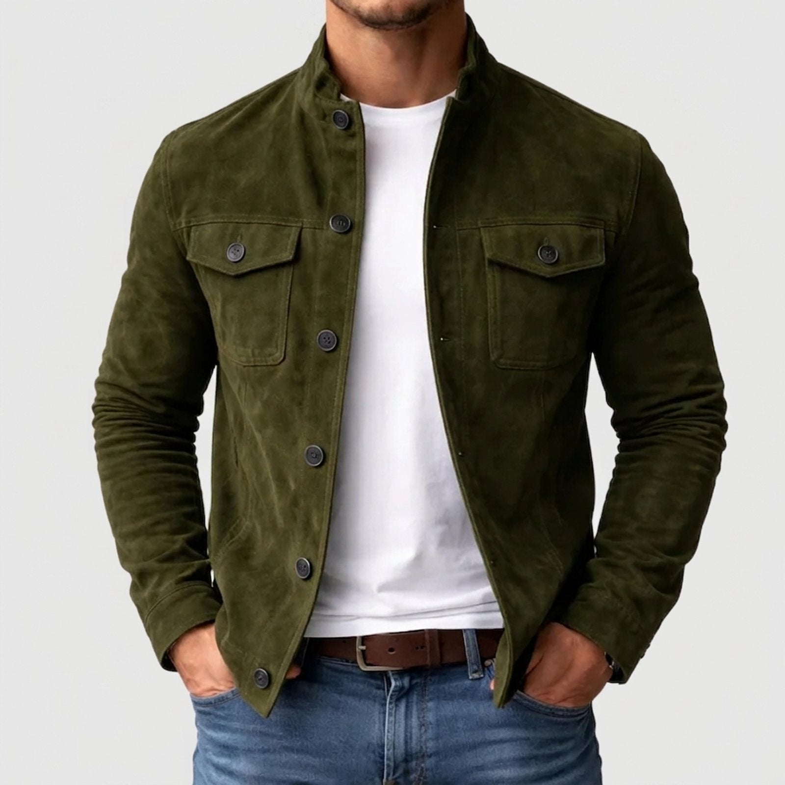 Zane™ | Premium Suede Button-Front Leather Jacket