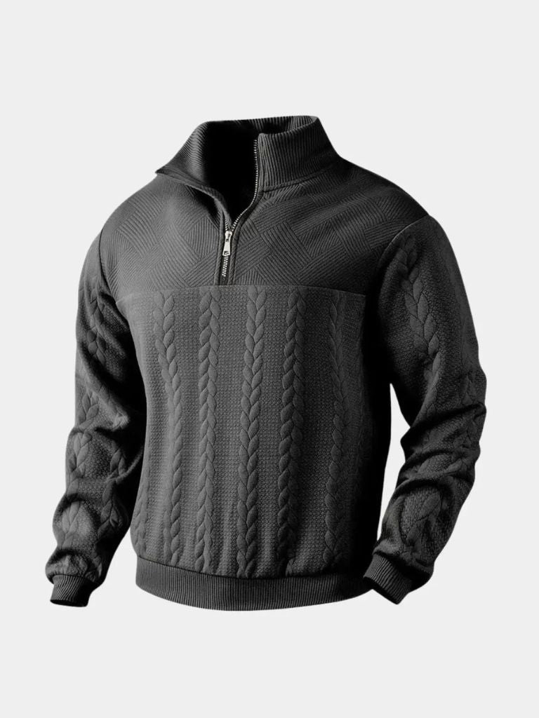 Essential Henley High Collar Quarter Zip Pullover