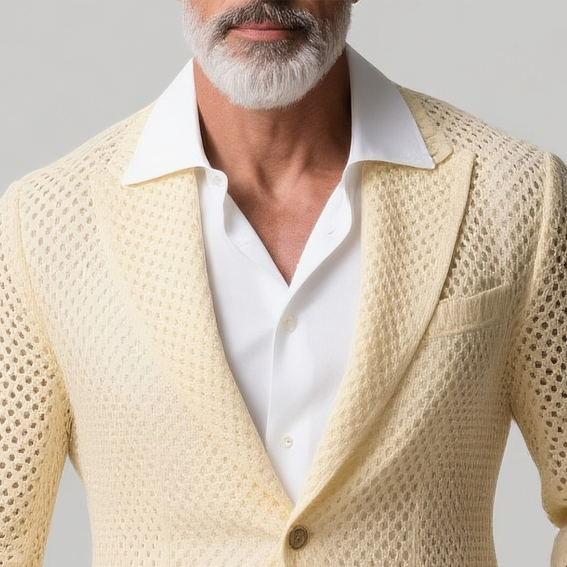 Roland | Men'S Solid Knit Peak Lapel Two Buttons Casual Blazer