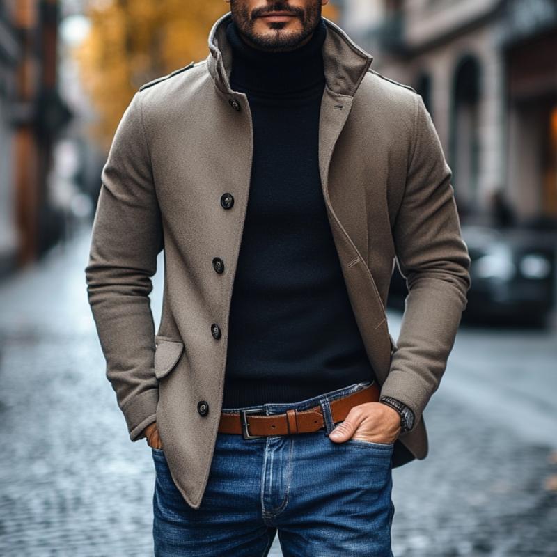 Lelio | Stylish coat with lapels and slim fit