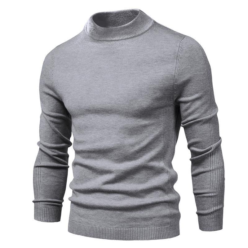 Men's Solid Color Turtleneck Pullover Knit Sweater