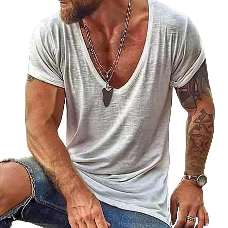 Men's Casal Cotn V Neck Short-Sleeved T-Shirt