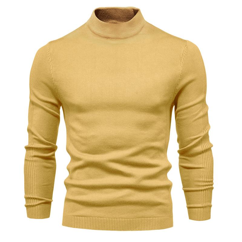 Men's Solid Color Turtleneck Pullover Knit Sweater