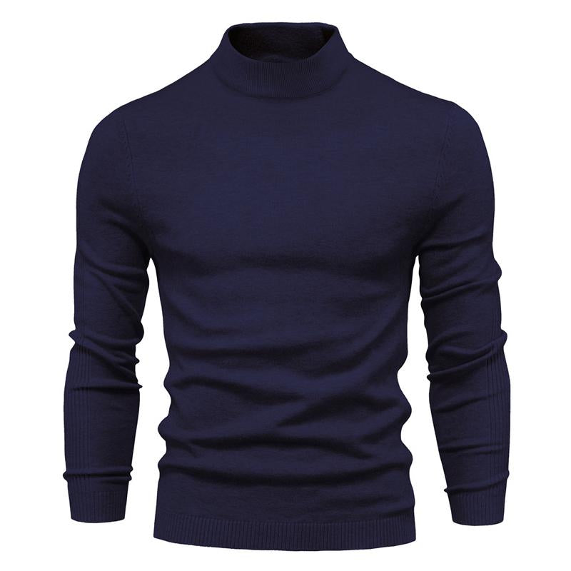Men's Solid Color Turtleneck Pullover Knit Sweater