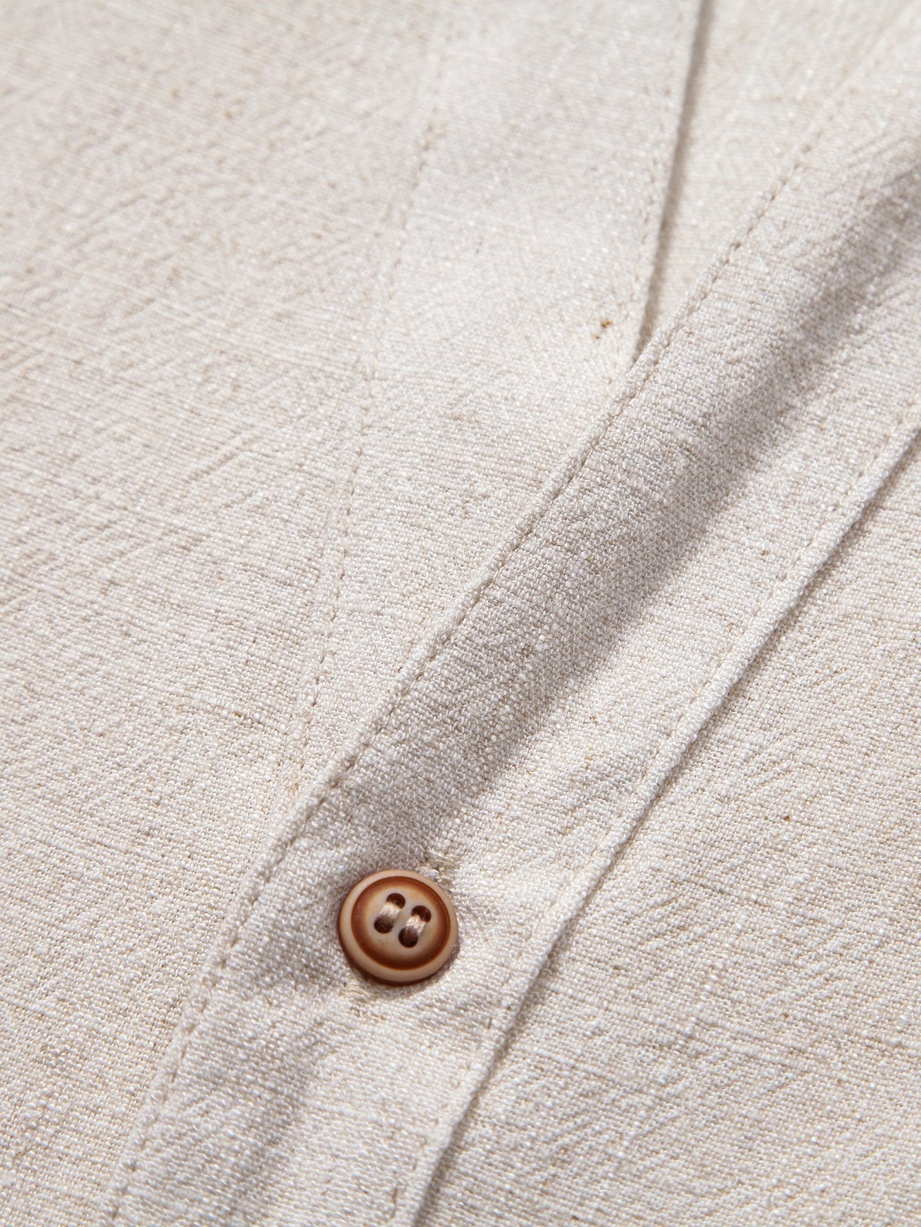 Gualterio® | Short Sleeve V Neck Linen Rayon Blend Shirt & Linen Cotton Blend Drawstring Shorts