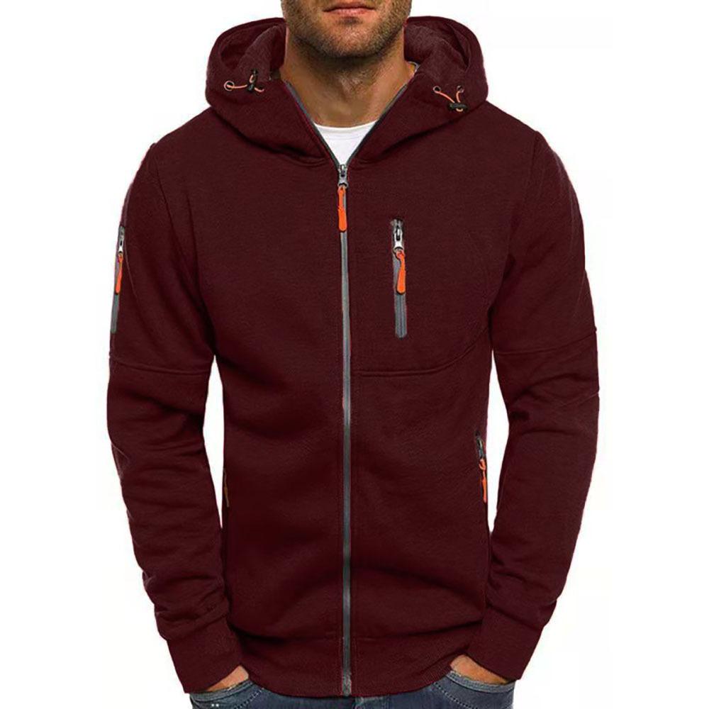 Men's Casual Cotton Blend Zipper Hooded Slim Fit Sports Jacket