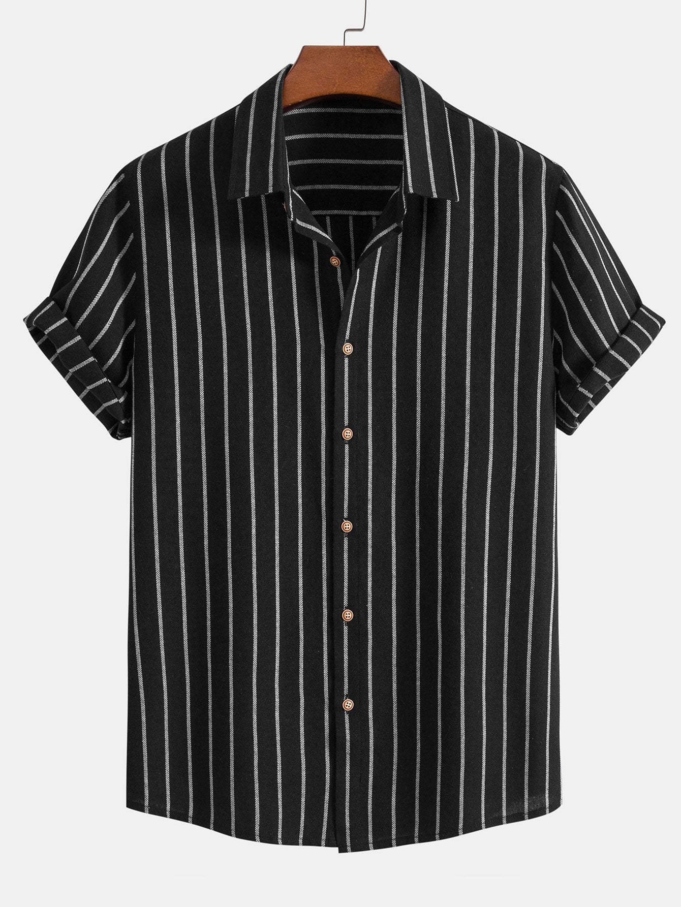Omar® | Cotton Blend Striped Button Up Shirt & Straight Leg Linen Pants