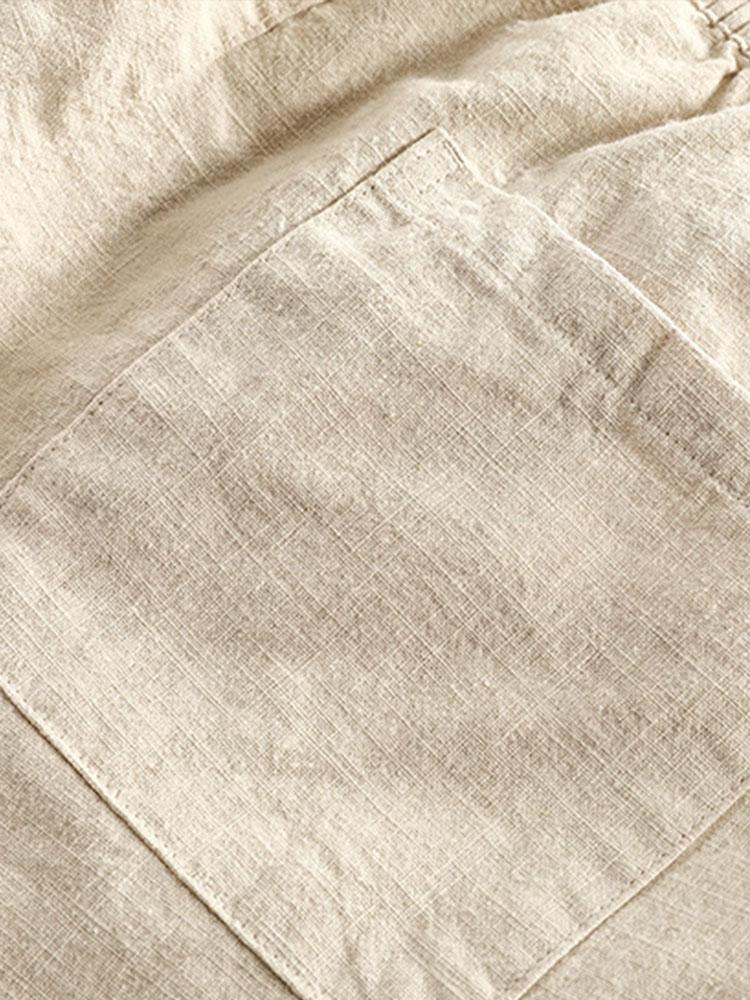 Barbe® | Linen Cotton Blend Drawstring Shorts