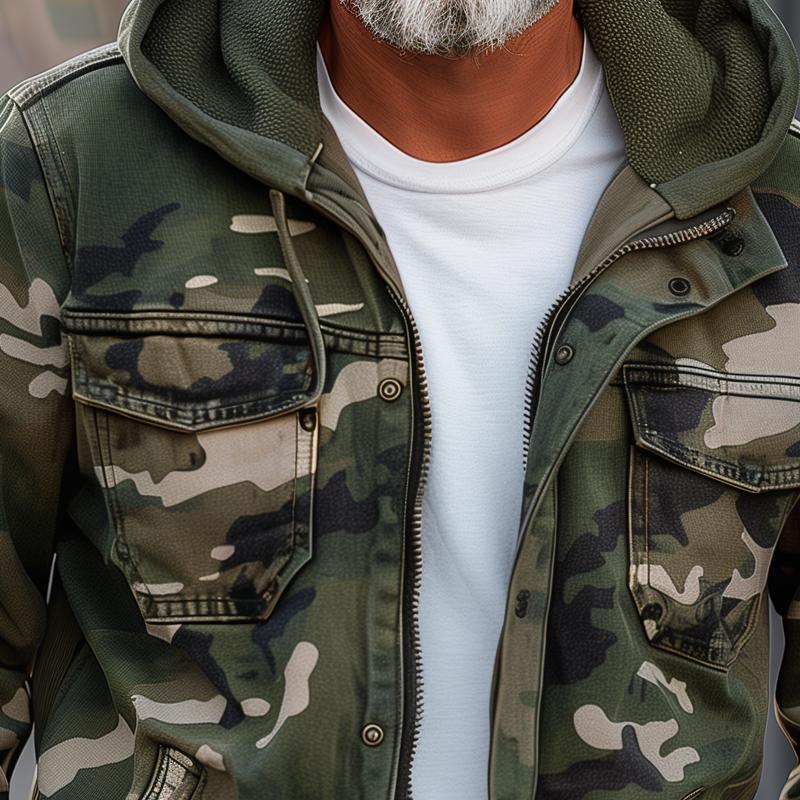 Jack® | Men's camouflage cargo jacket with hood and multi-pocket design