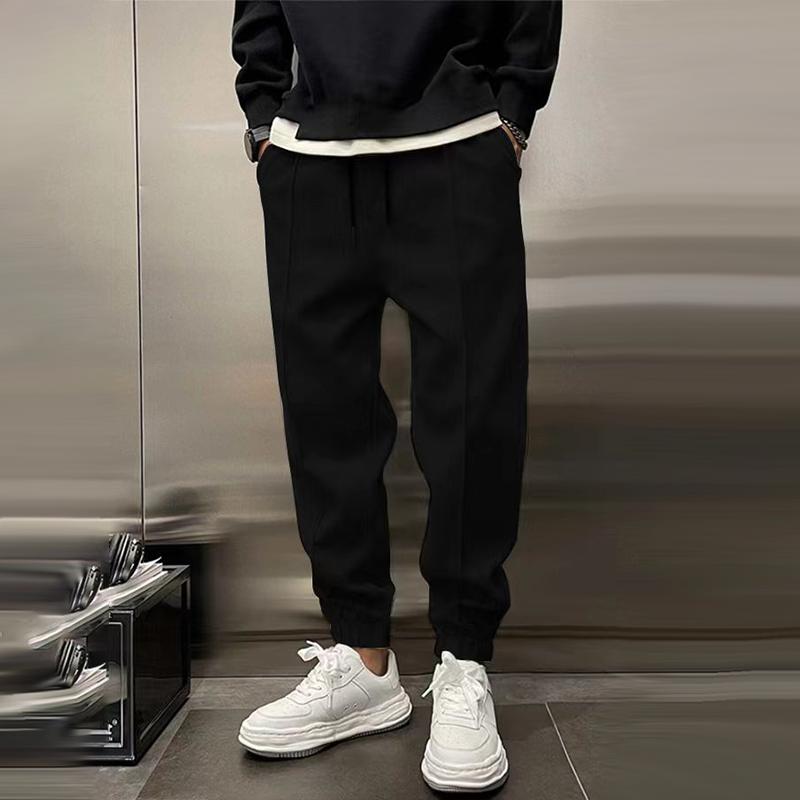 Men's Solid Plush Loose Elastic Waist Casual Sports Pants