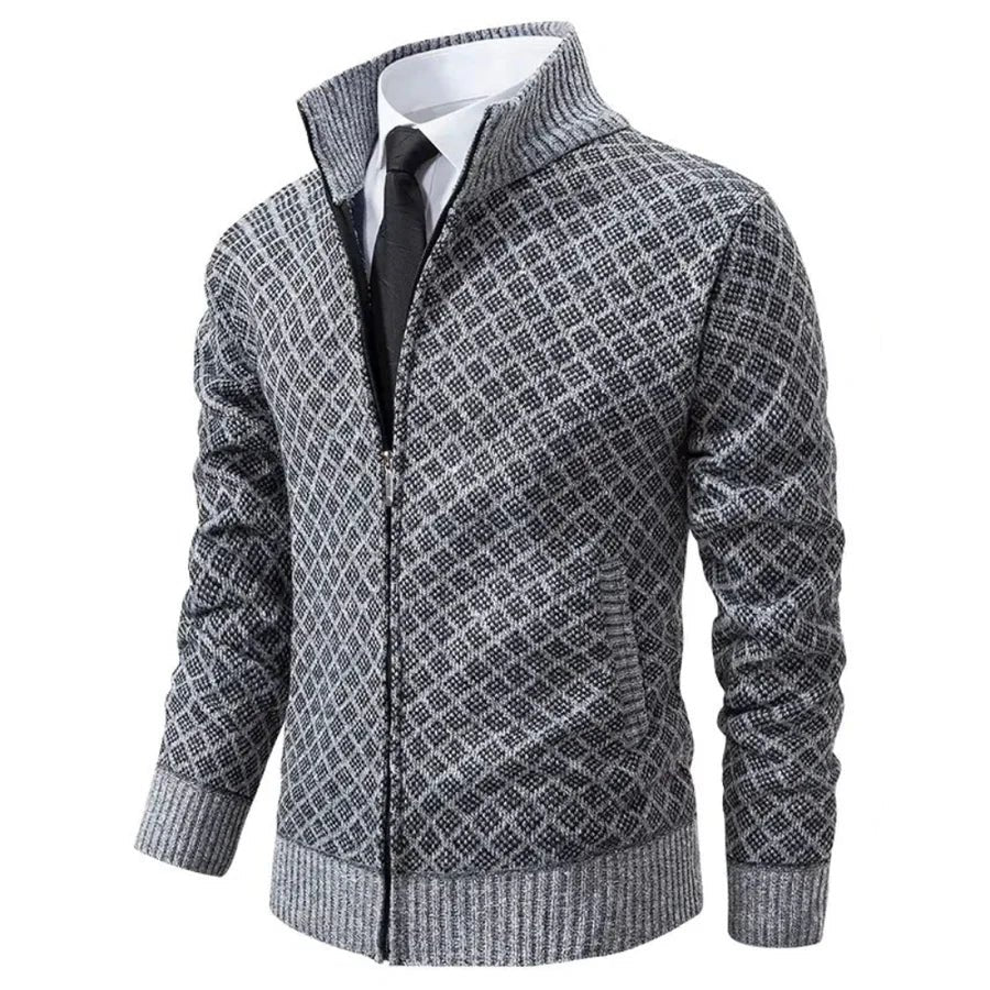 Dustin™ | Waffle-Knit Zip-Up Cardigan Sweater