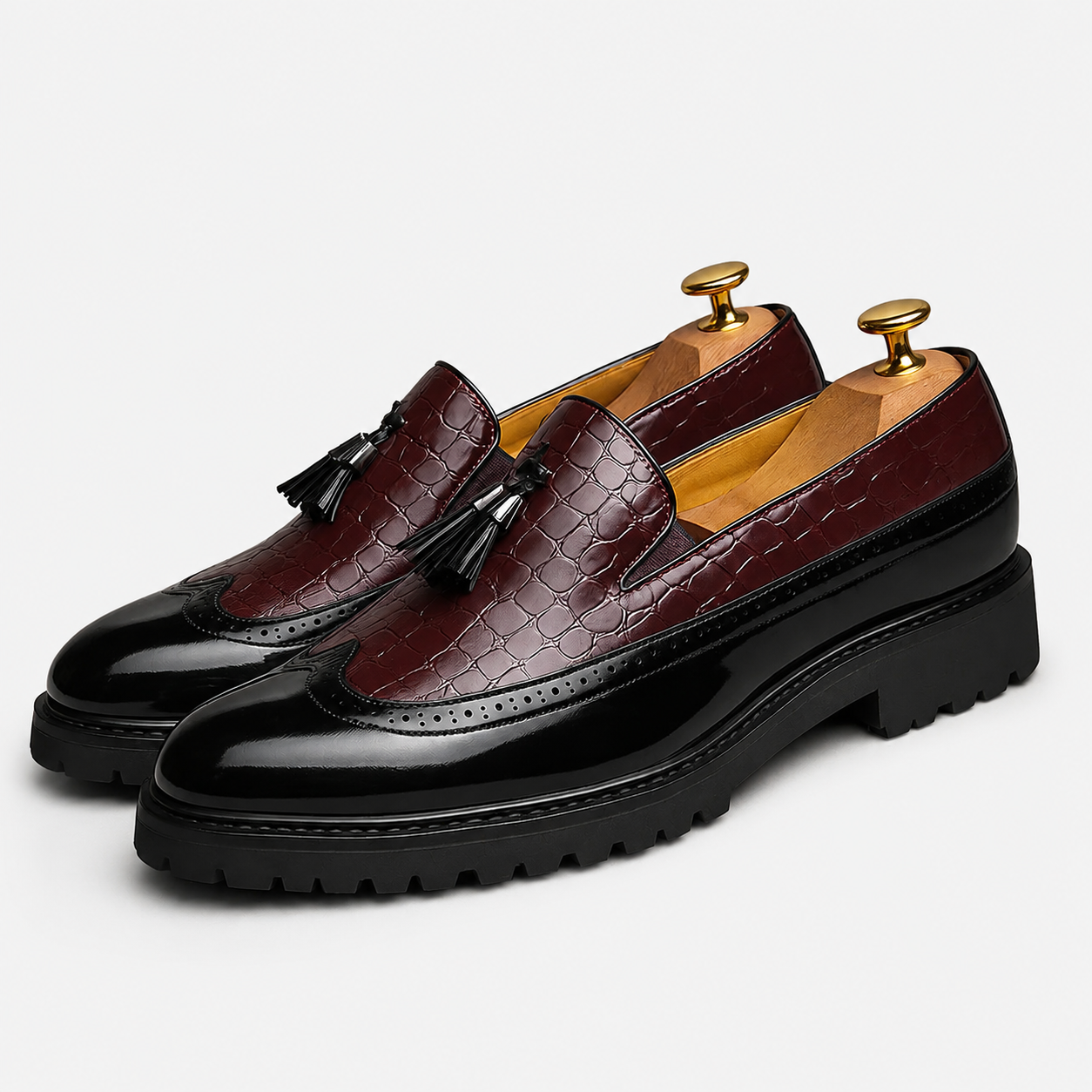 Lawrence™ | Croc-Embossed Tassel Cushioned Loafers