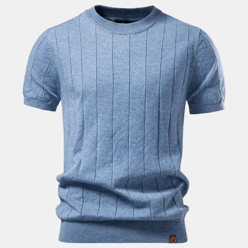 Colin™ | Ribbed Cotton Knit Crewneck T-Shirt