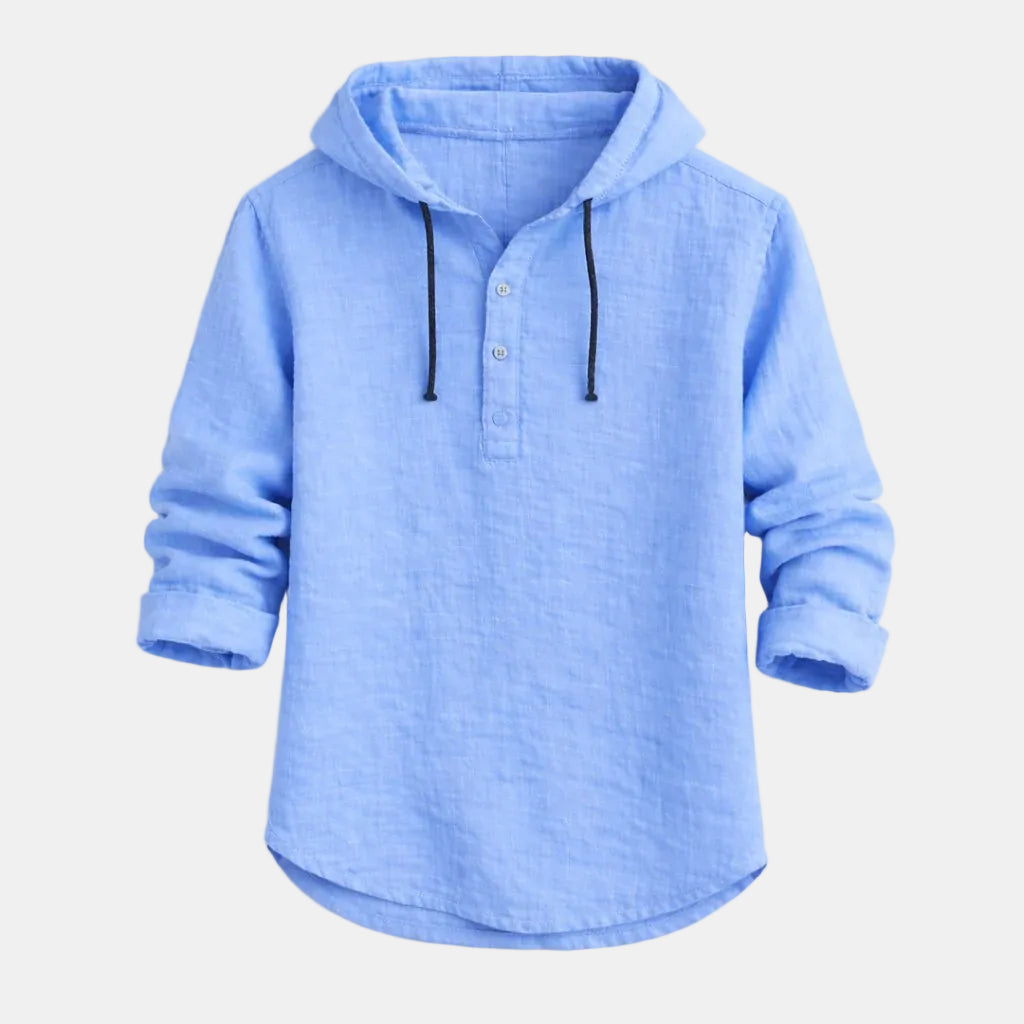 Randolph™ | Linen Hoodie with Button Placket Detail