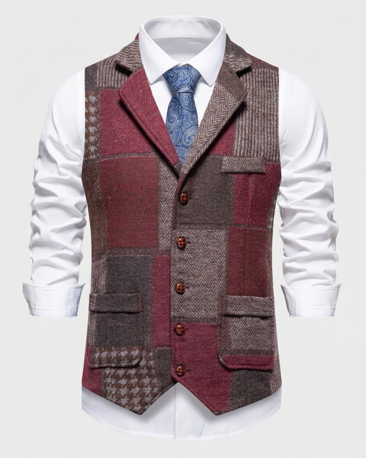 Vincent™- Patchwork Tweed Herringbone Waistcoat for Special Occasions