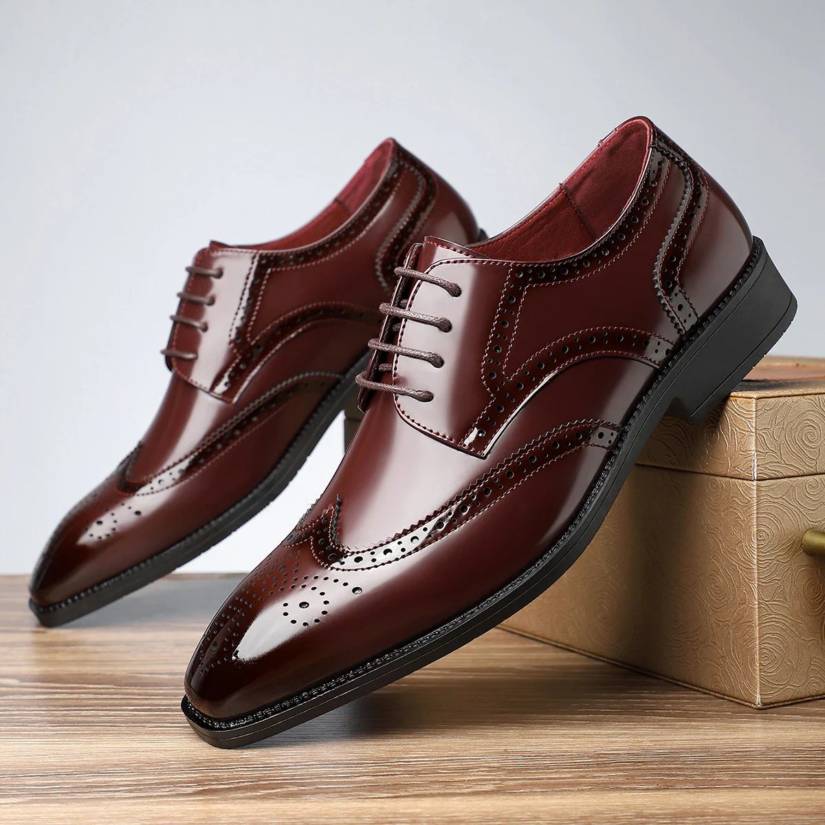 Leo™ | Premium Leather Brogue Oxford Dress Shoes
