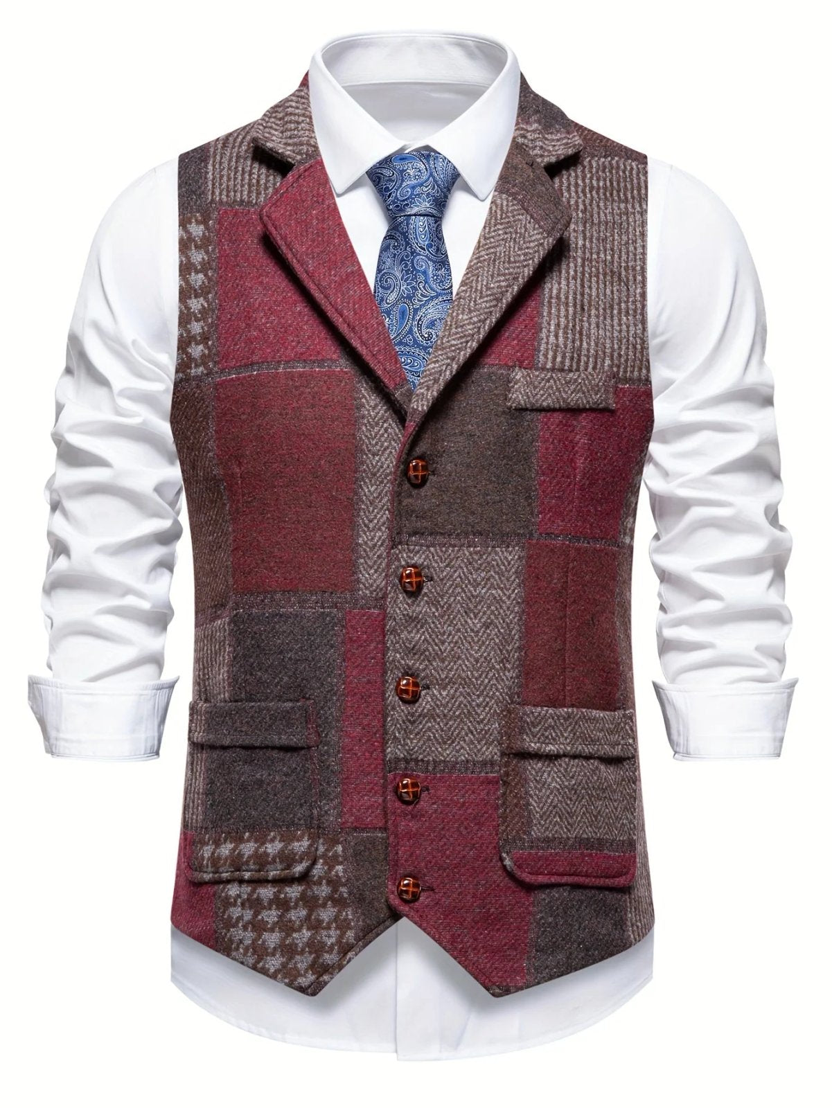 Vincent™- Patchwork Tweed Herringbone Waistcoat for Special Occasions