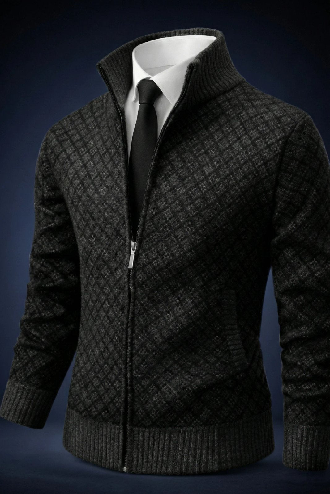 Dustin™ | Waffle-Knit Zip-Up Cardigan Sweater