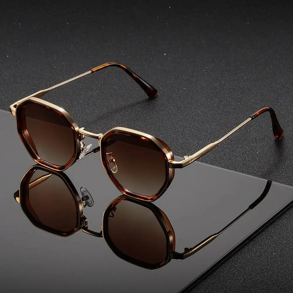 Axel™- Geometric Mirrored Lens Metal Frame Sunglasses